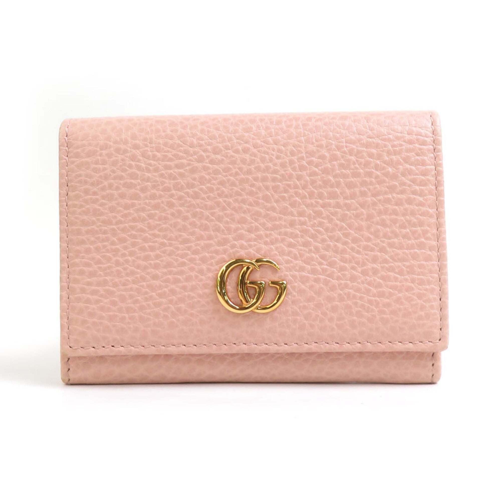 Gucci Business Card Holder/Card Case Holder Gg Marmont Leather Pink Women's 4...